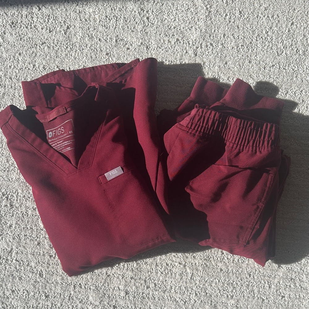 Figs Burgundy Maternity Scrub Set